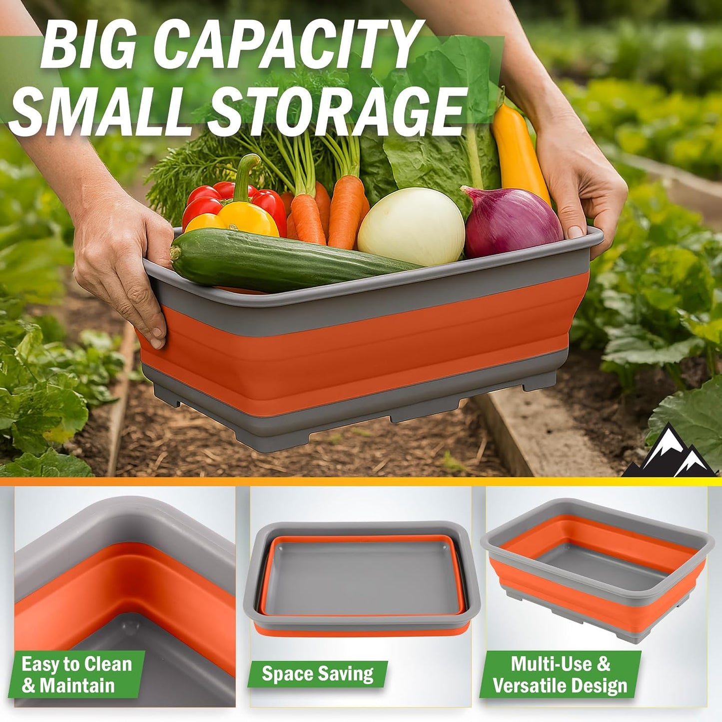 Set 2 Cubos Lavado Multiusos 7.27L Plegables Naranja