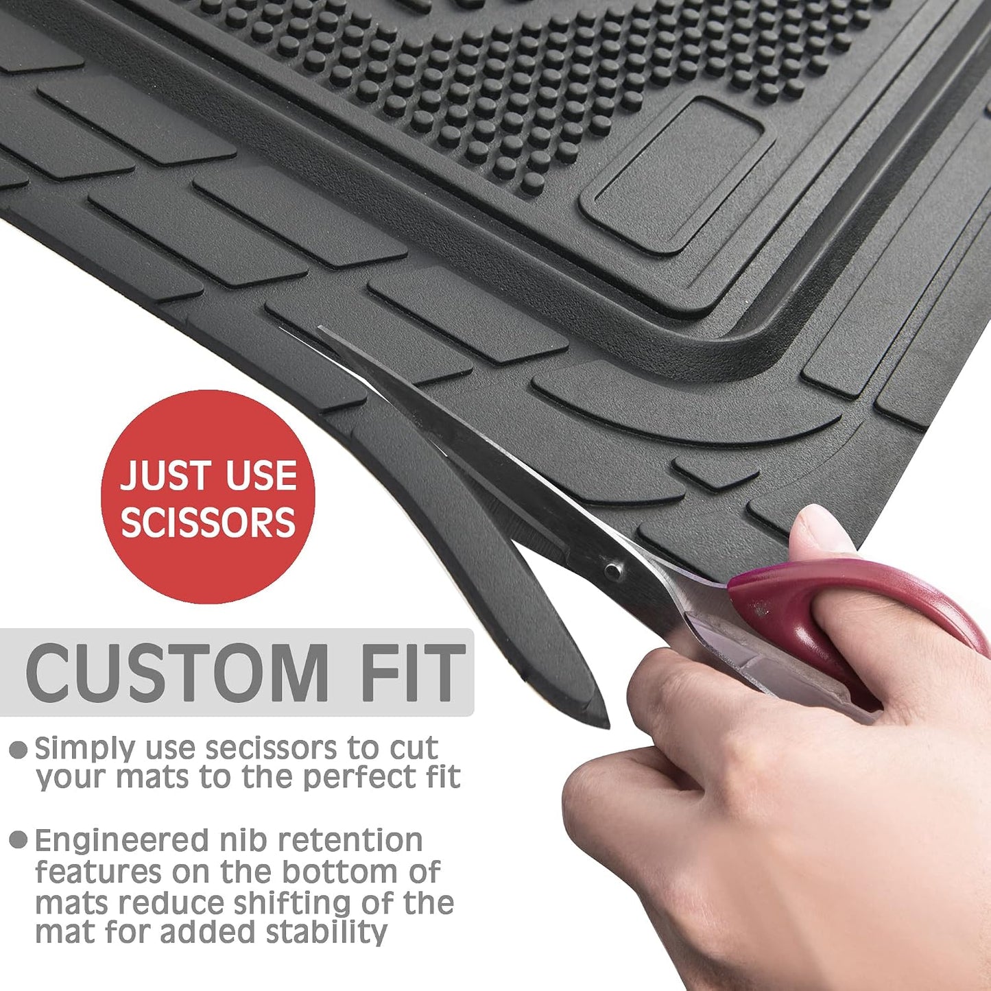Set 4 Tapetes Fibra Carbono Impermeables para Vehículos Negro
