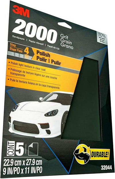 Papel lija 2000 9x11pulg 5hojas
