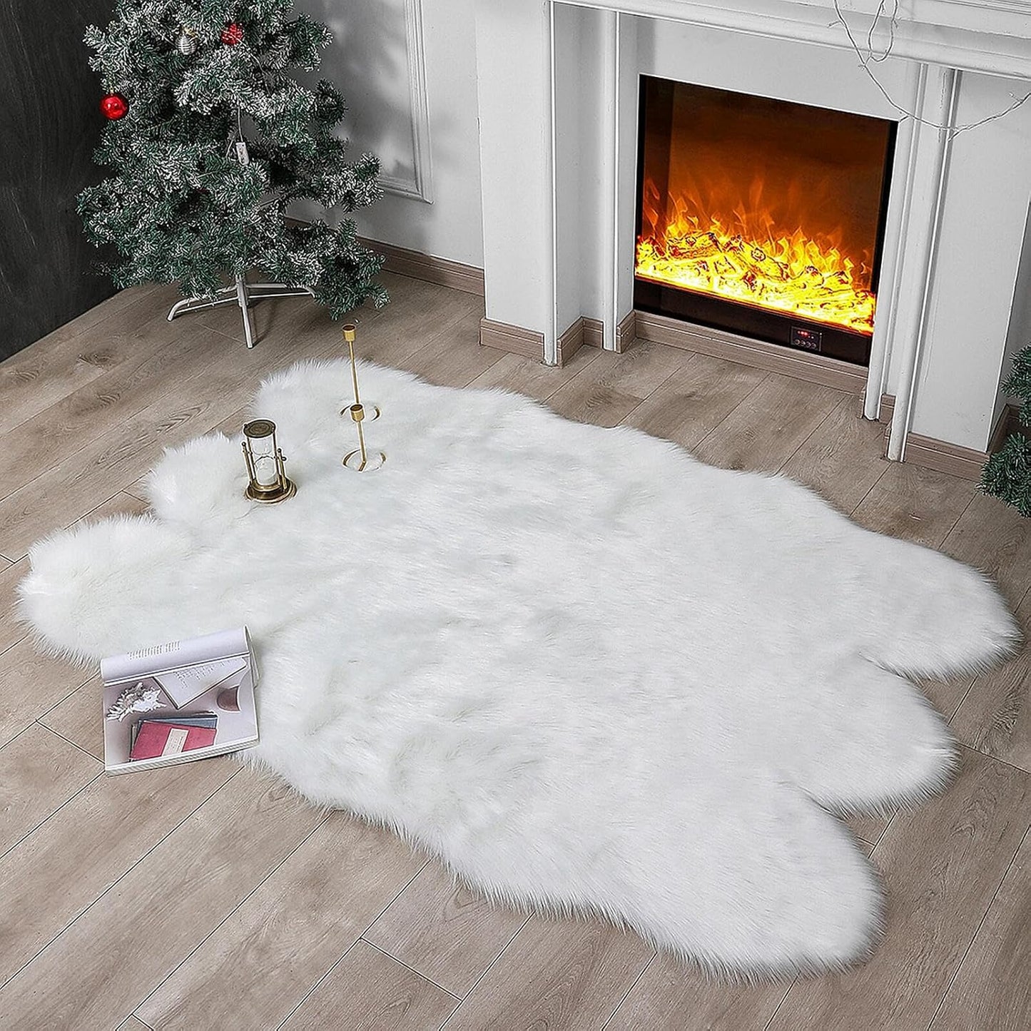 Alfombra piel sintética oveja blanca 4x6ft dormitorio