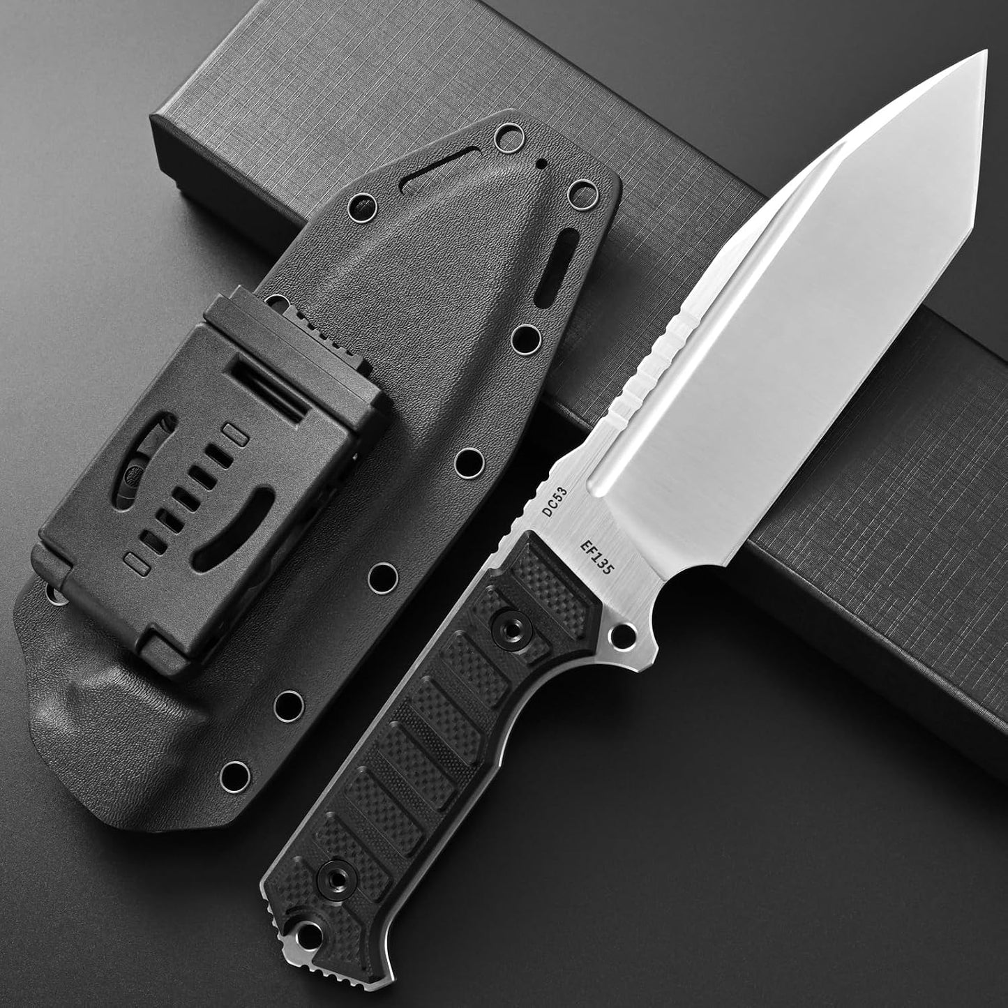 Cuchillo EDC hoja DC53 mango G10 servicio pesado plata