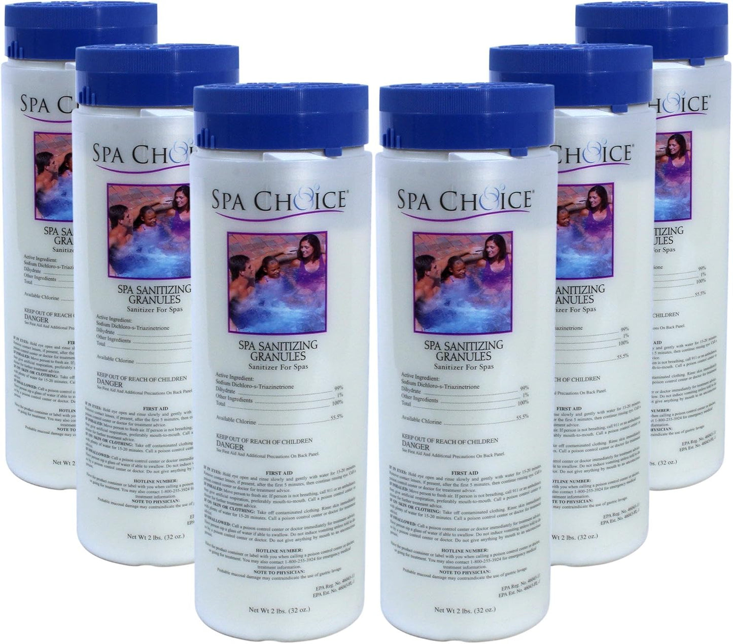 Pack 6 gránulos cloro spa jacuzzi fabricados EE.UU.