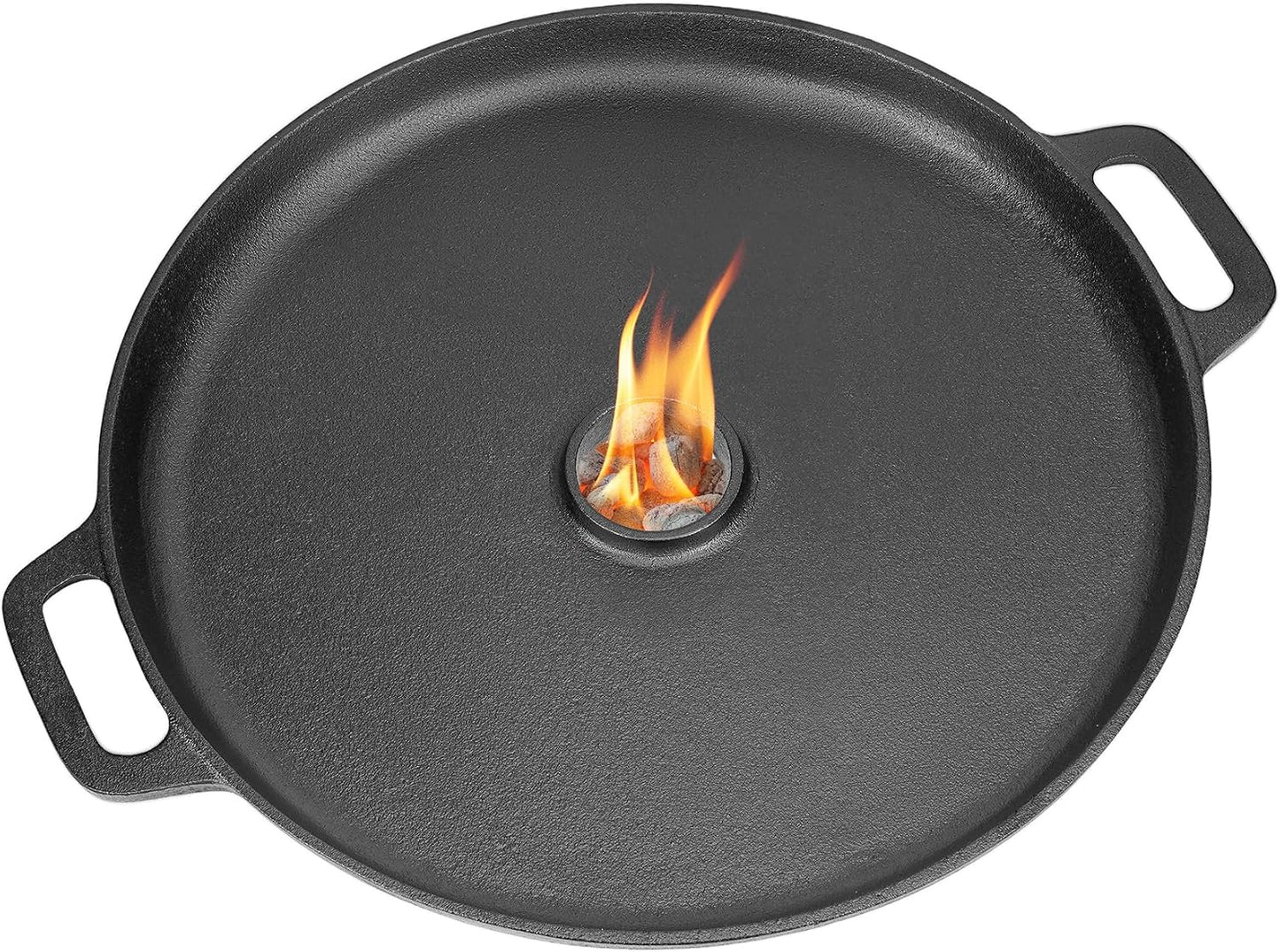 Sartén hierro fundido parrilla redonda antiadherente asas
