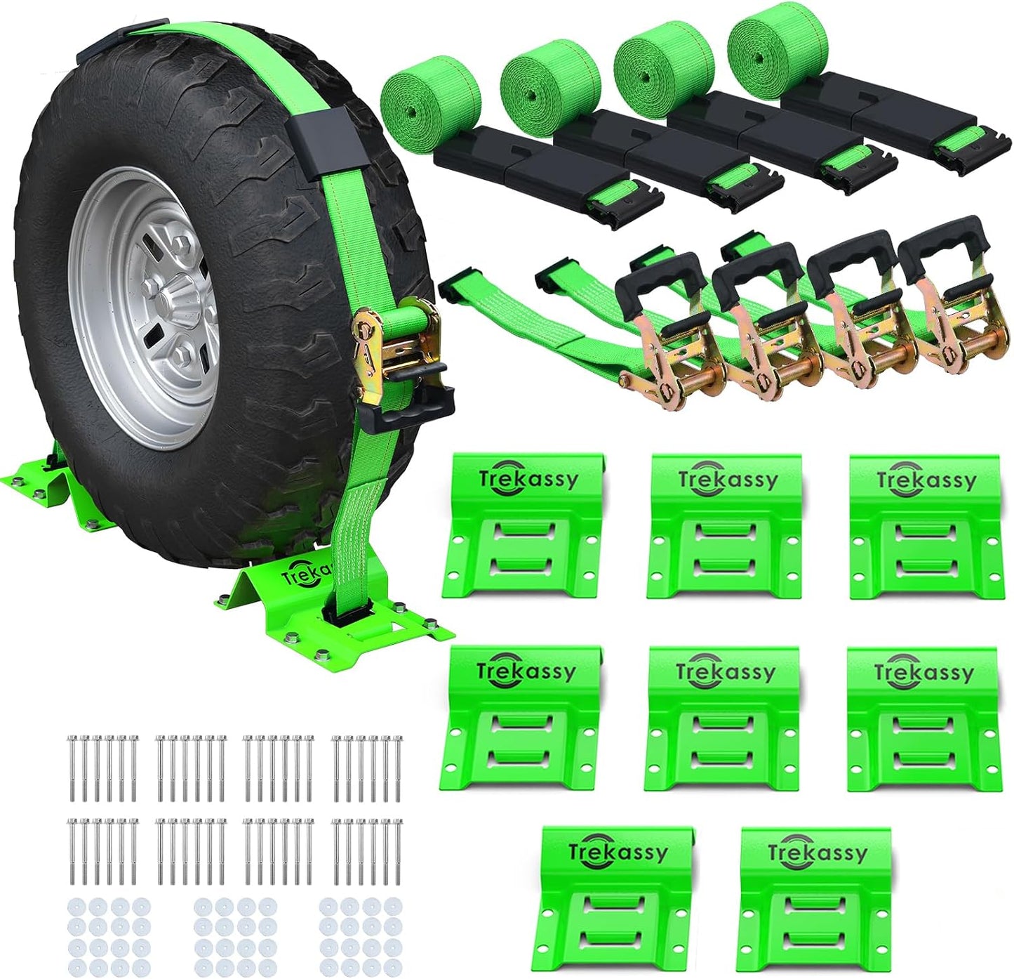 Kit amarre ruedas bloques goma E Track para ATV UTV 4 pzas