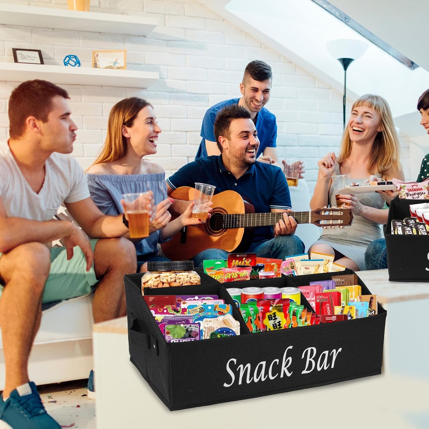 2 Pzas Organiz. Aperitivos Encimera 6 Compartimentos Negro