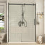 Puerta ducha acero inox 44-48pulg x74pulg vidrio templado negro