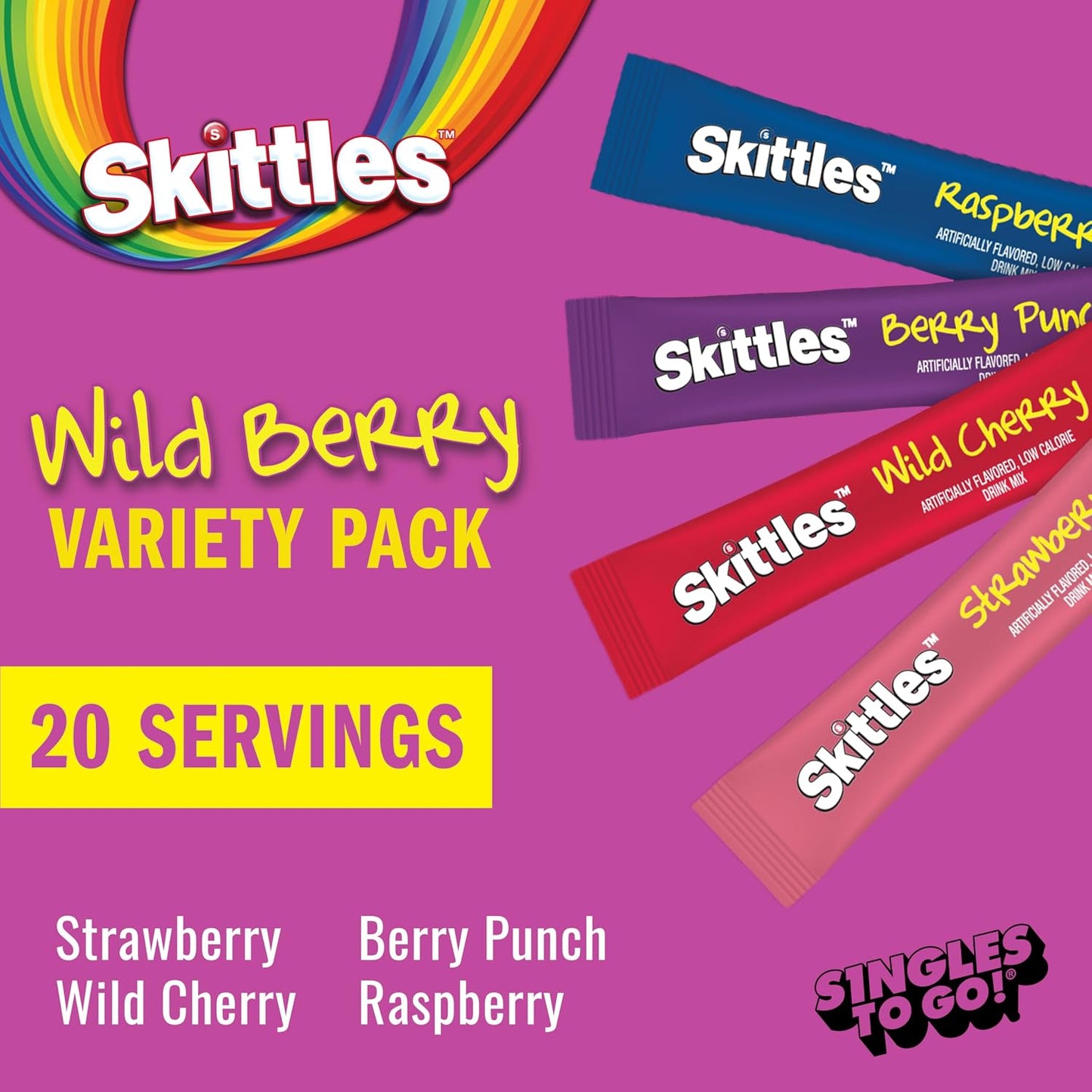 Skittles Singles To Go Surtido 20 Porciones Cero Azúcar