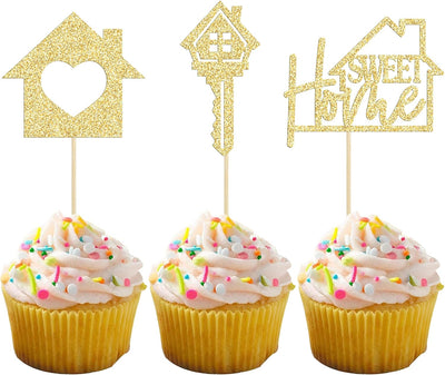 24 Pzas Decoración Cupcakes Purpurina Dorada