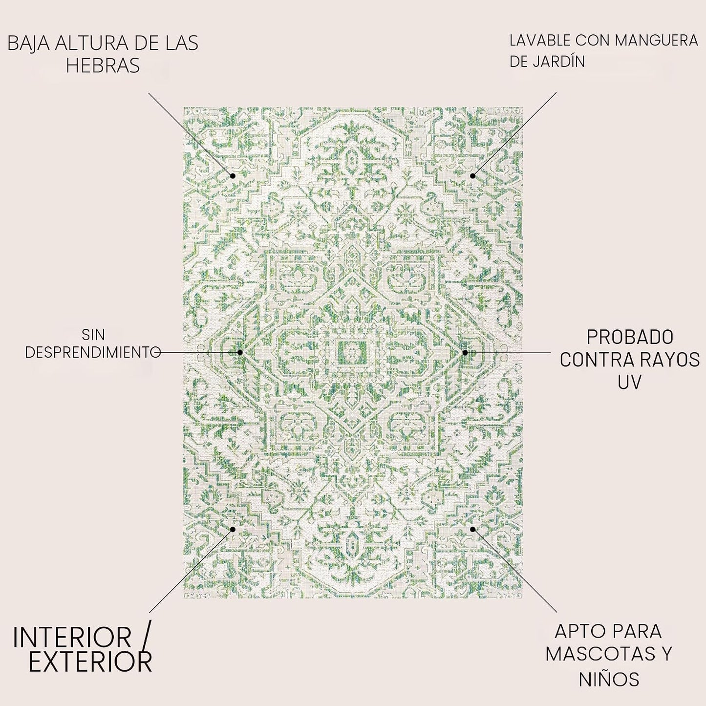 Alfombra Estrella 4x6ft texturizada dormitorio cocina patio