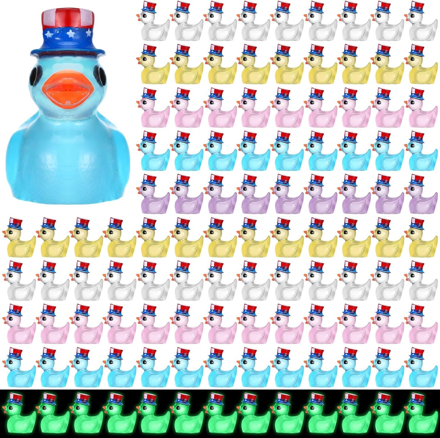100 Pzas patos resina 4 de Julio luminosos multicolor