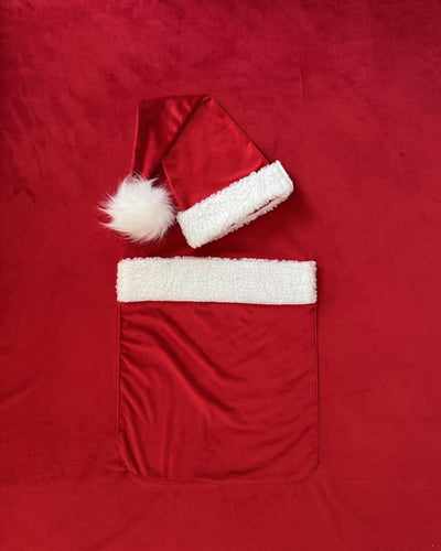 Manta foto recién nacido con bolsillo sombrero Papá Noel
