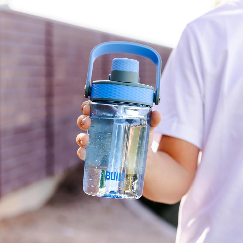 Botella vidrio mar 16oz Tritan duradero tapa 2en1 sin BPA