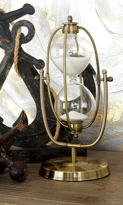 Temporizador vidrio soporte giratorio 13x6x6pulg latón