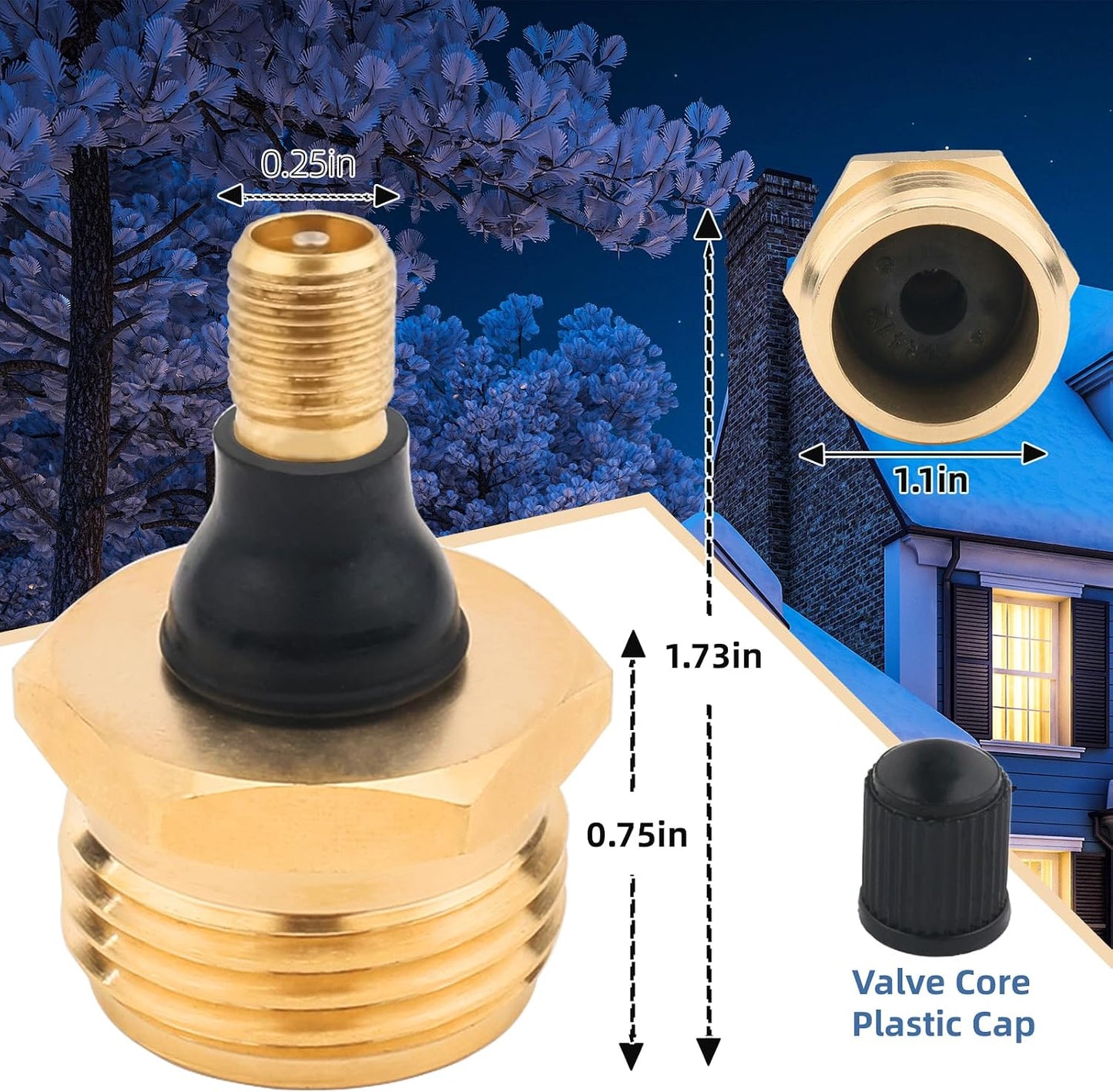 Tapón latón anticongelante autocaravana remolque dorado 2uds
