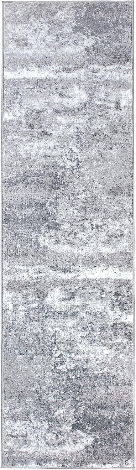 Alfombra gris abstracta estilo bohemio 2x7ft