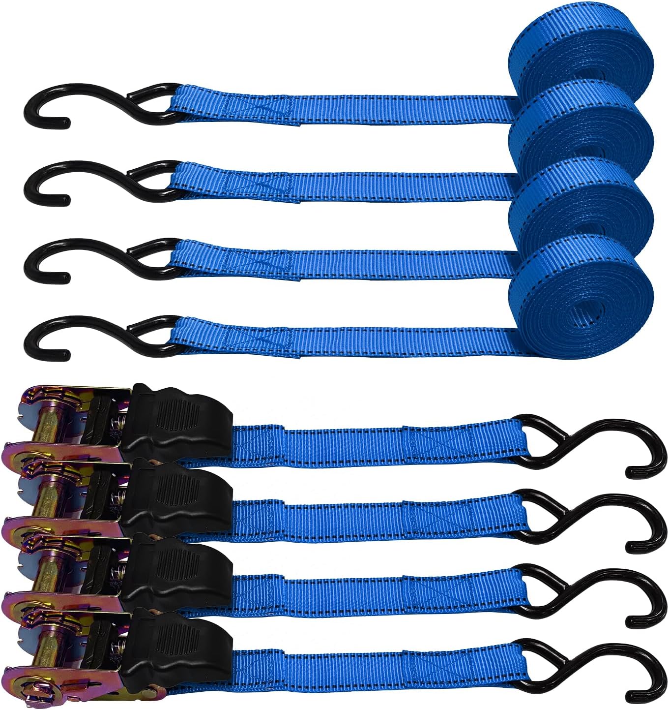 Correas trinquete 4 pzas 15ft 1500lb con ganchos S