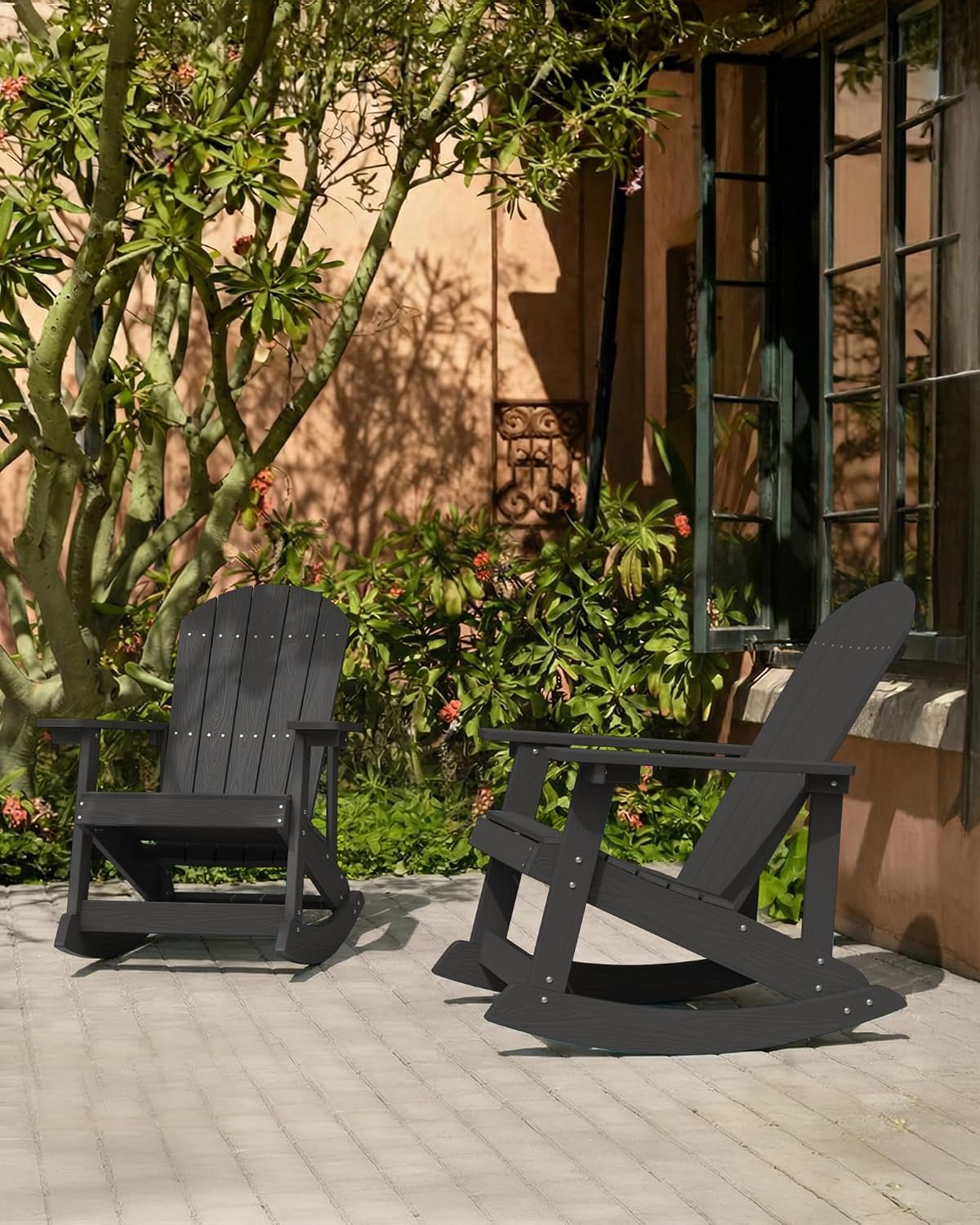 Silla mecedora Adirondack madera real exterior e interior