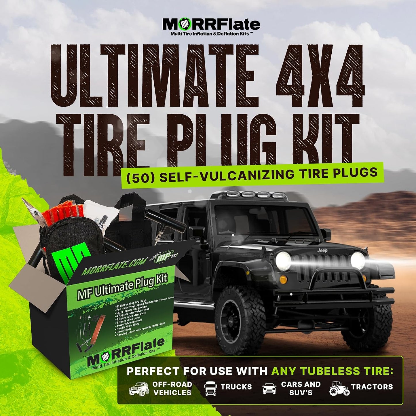 Kit tapones neumáticos 4x4 50 pzas herramientas