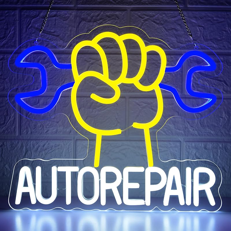 Letrero neón para garaje taller reparación auto