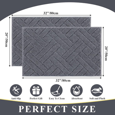 2 Tapetes Baño Antiderrap Microfibra Suave Absorbente