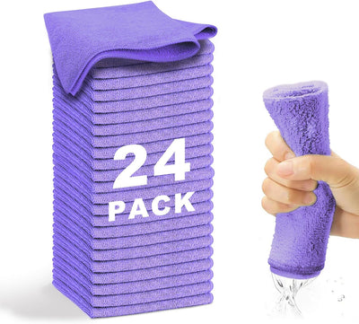Paño microfibra 24 pzas 13x13pulg ultra suave absorbente morado