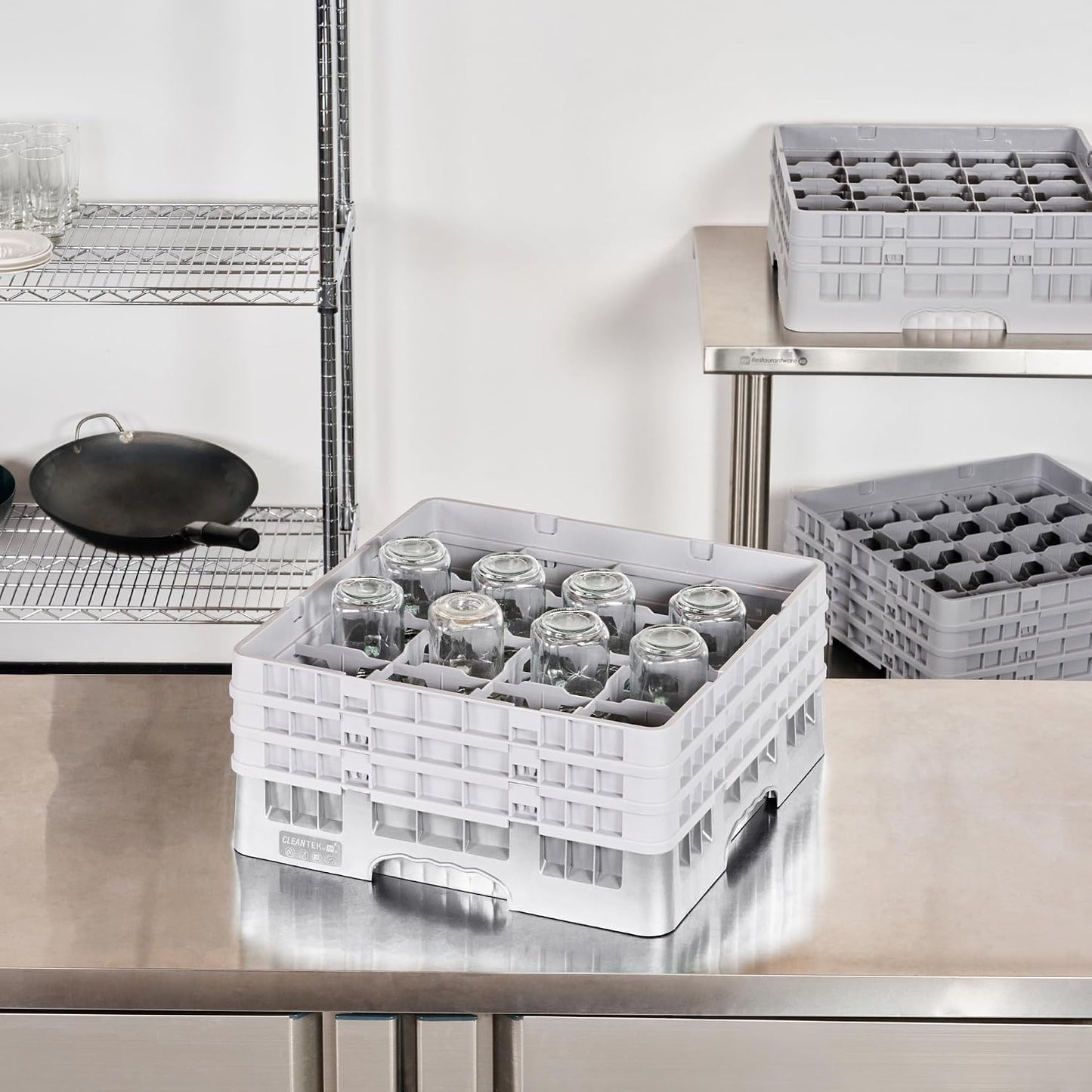 Estante cristal 16 compartimentos bandeja gris soporte