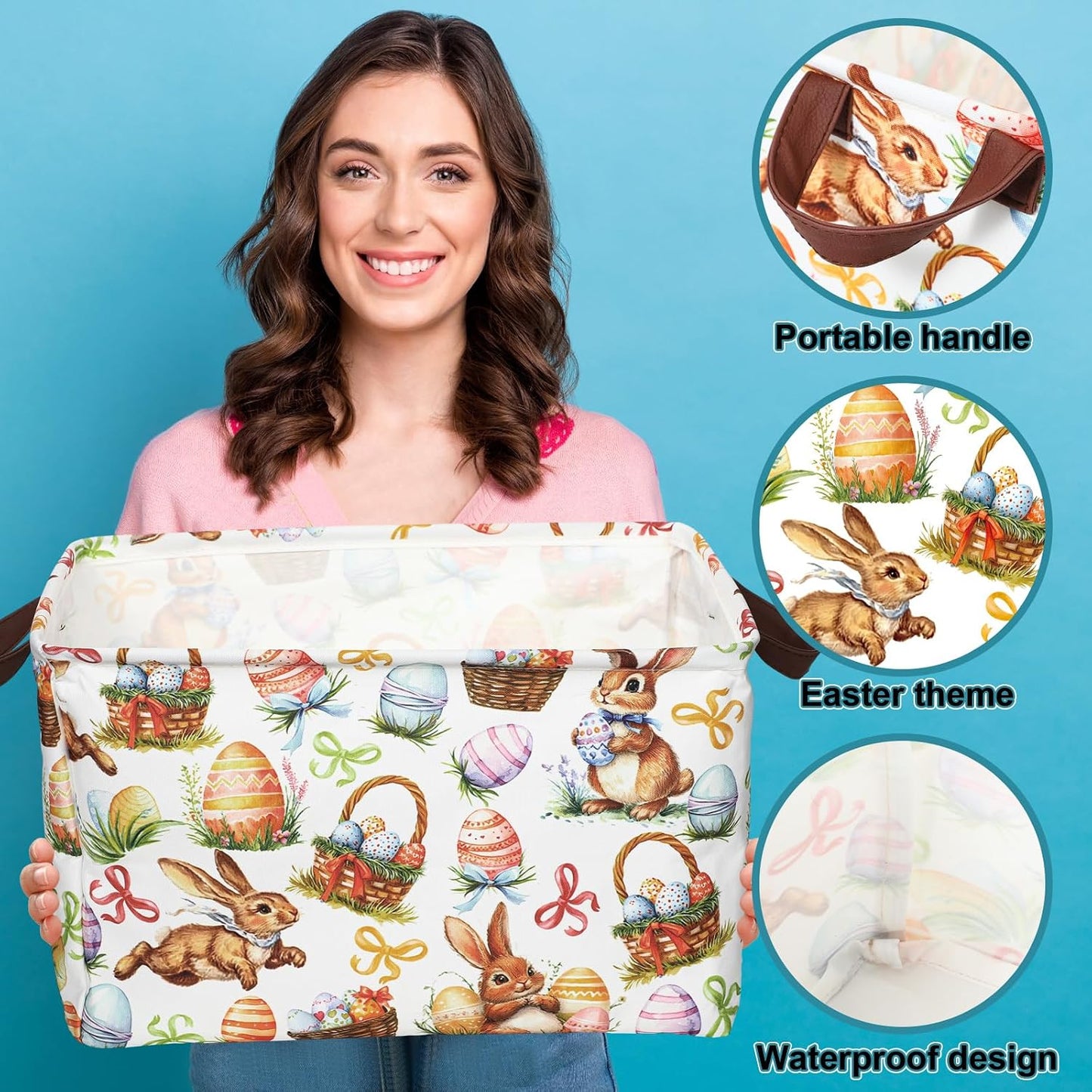 3 Pzas Cestas Pascua 15x11" Almacenamiento Huevos