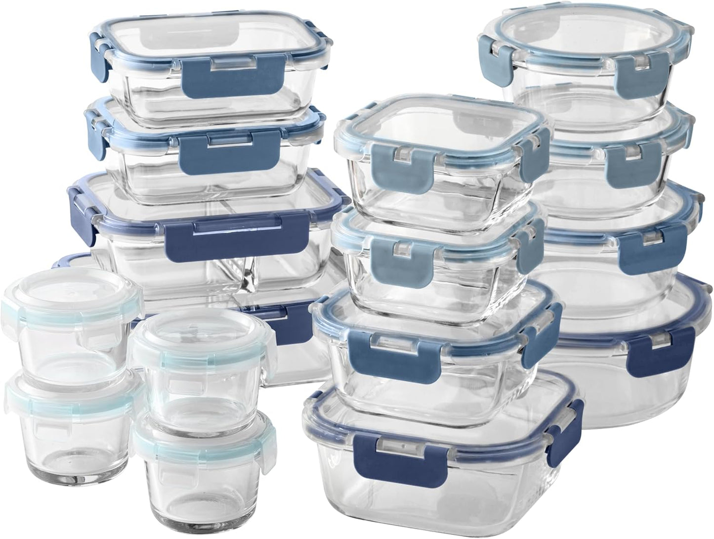 Set 32 Pzas Recipientes Vidrio Borosilicato con Tapas