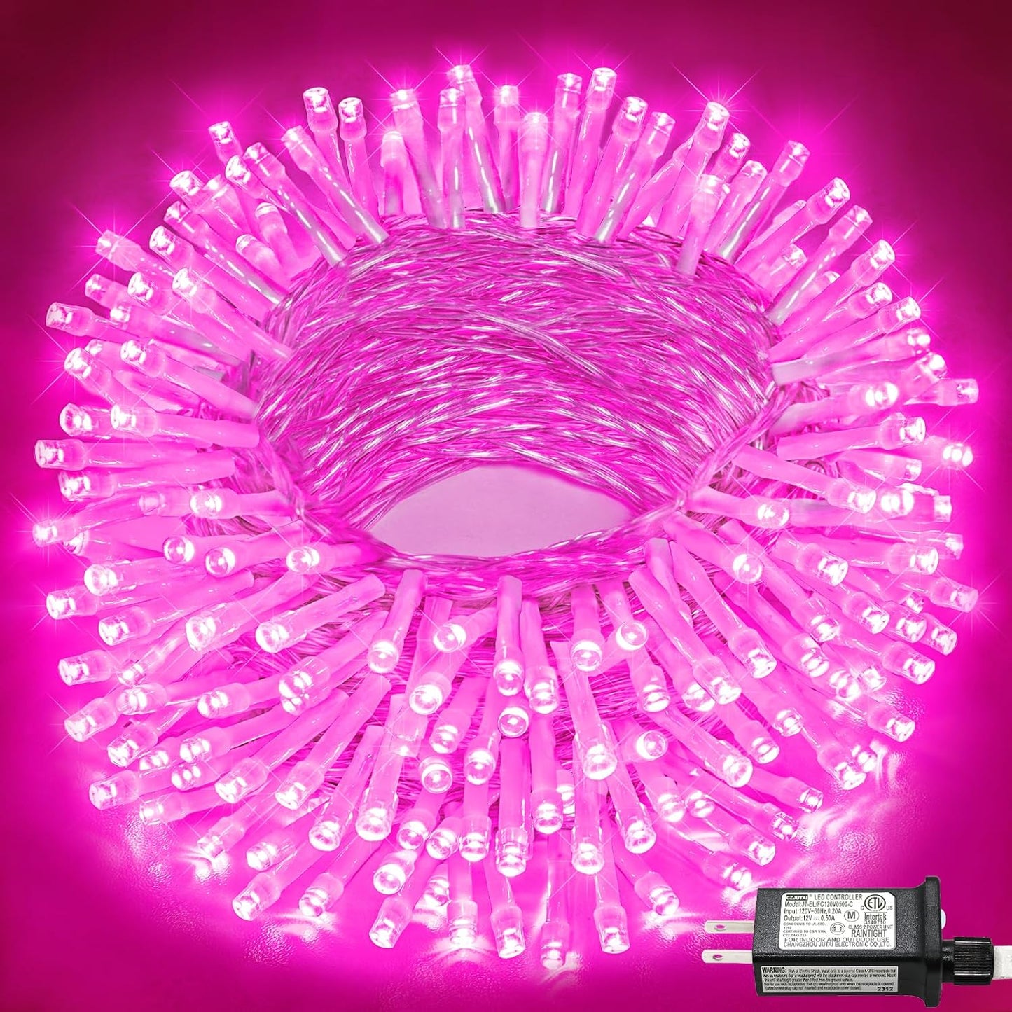 Guirnalda 200 luces LED rosadas para exteriores e interiores