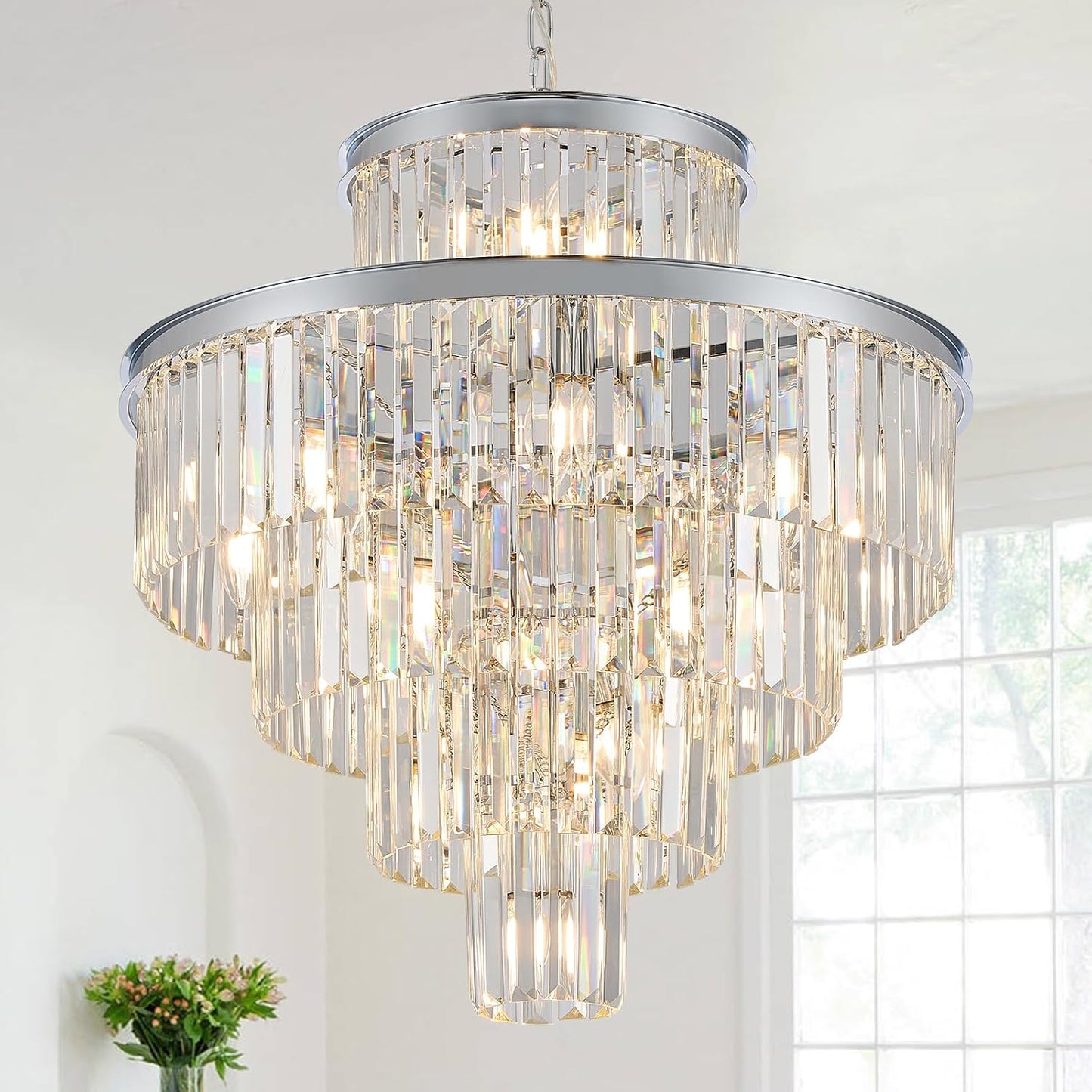 Candelabro moderno de cristal K9 con 15 luces 24pulg