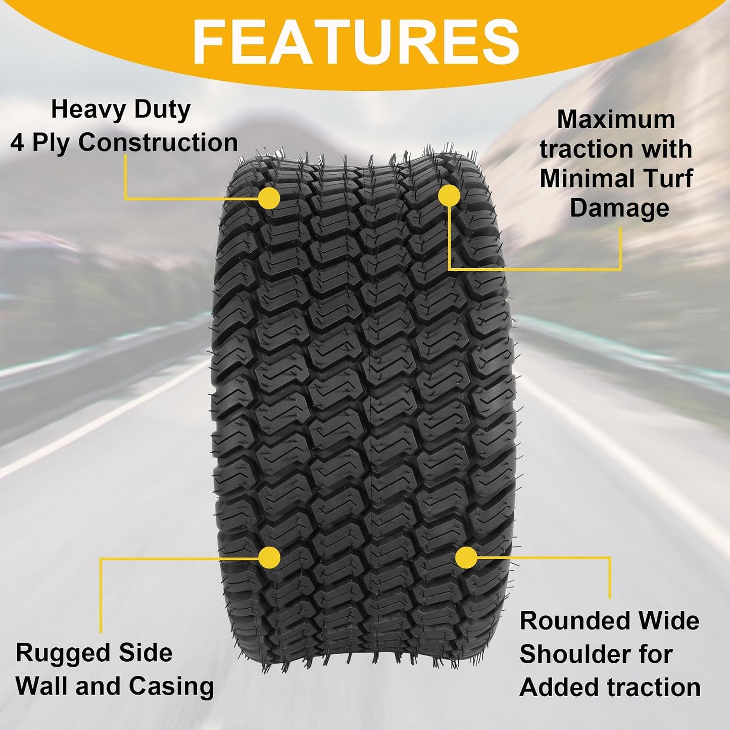 2 Llantas 18x8.5-8 para carrito golf tractor 4 válvulas