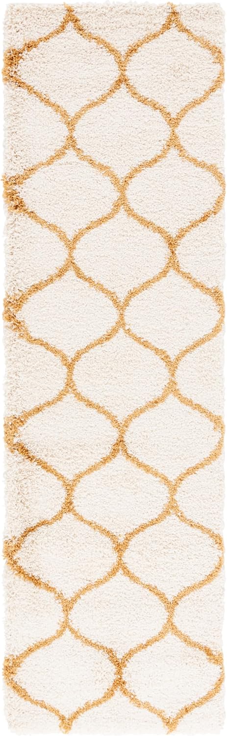 Alfombra pasillo 2ft3pulg x 8ft marfil y dorado 1.8pulg