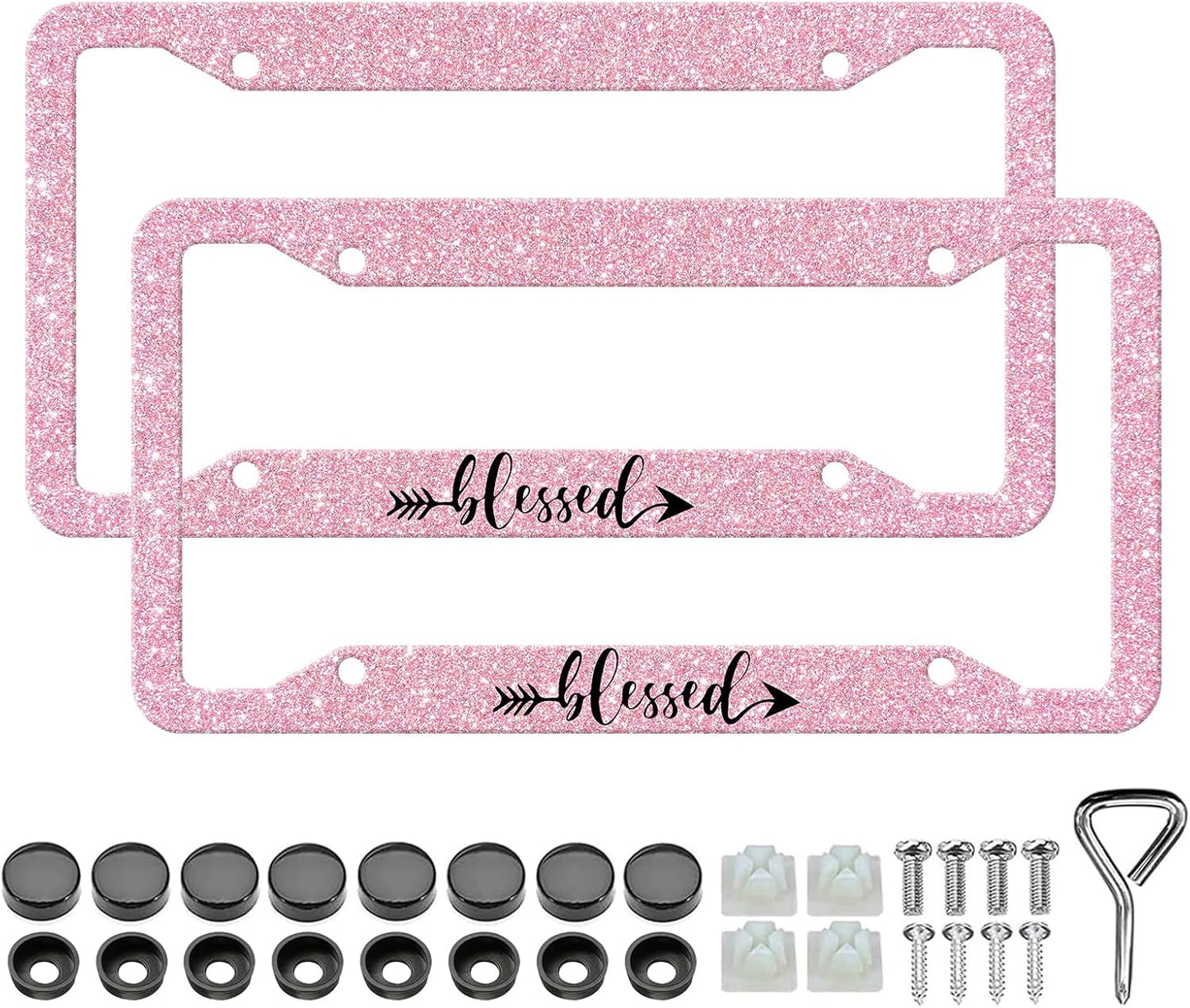 Marco placa matrícula rosa 2 Pzas soporte aluminio