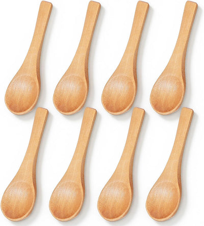 8 Cucharas Madera 3.5pulg Mini para Café Té Azúcar