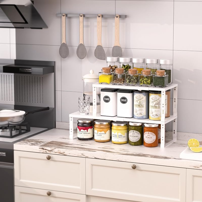 Organiz. estante metálica ajustable apilable 3uds blanco