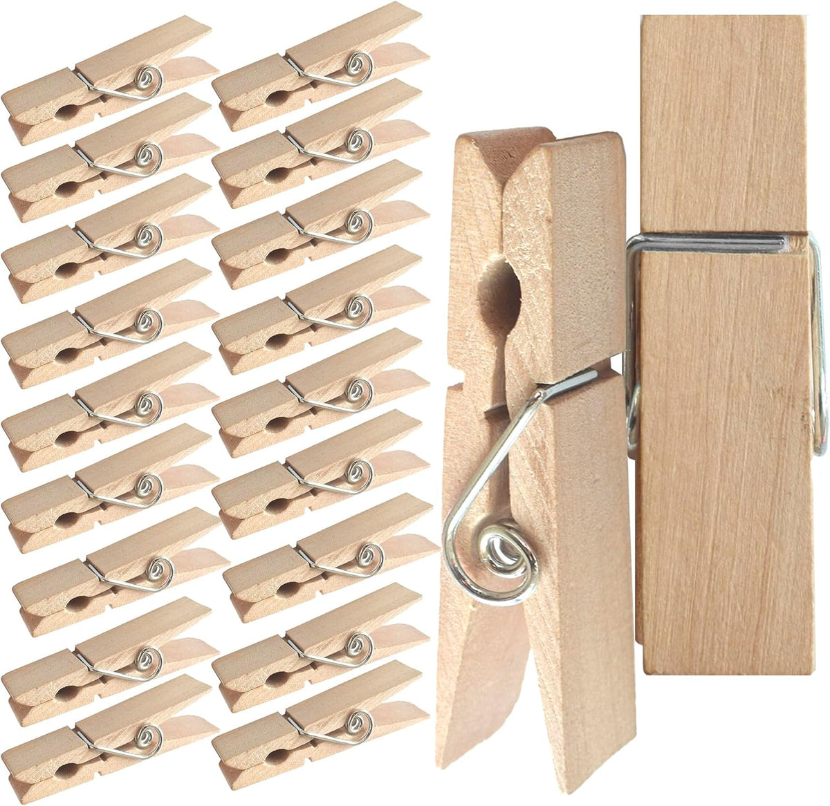 Set 20 Pinzas Madera 2.83pulg para Colgar Ropa Exteriores
