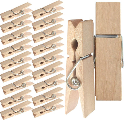 Set 20 Pinzas Madera 2.83pulg para Colgar Ropa Exteriores