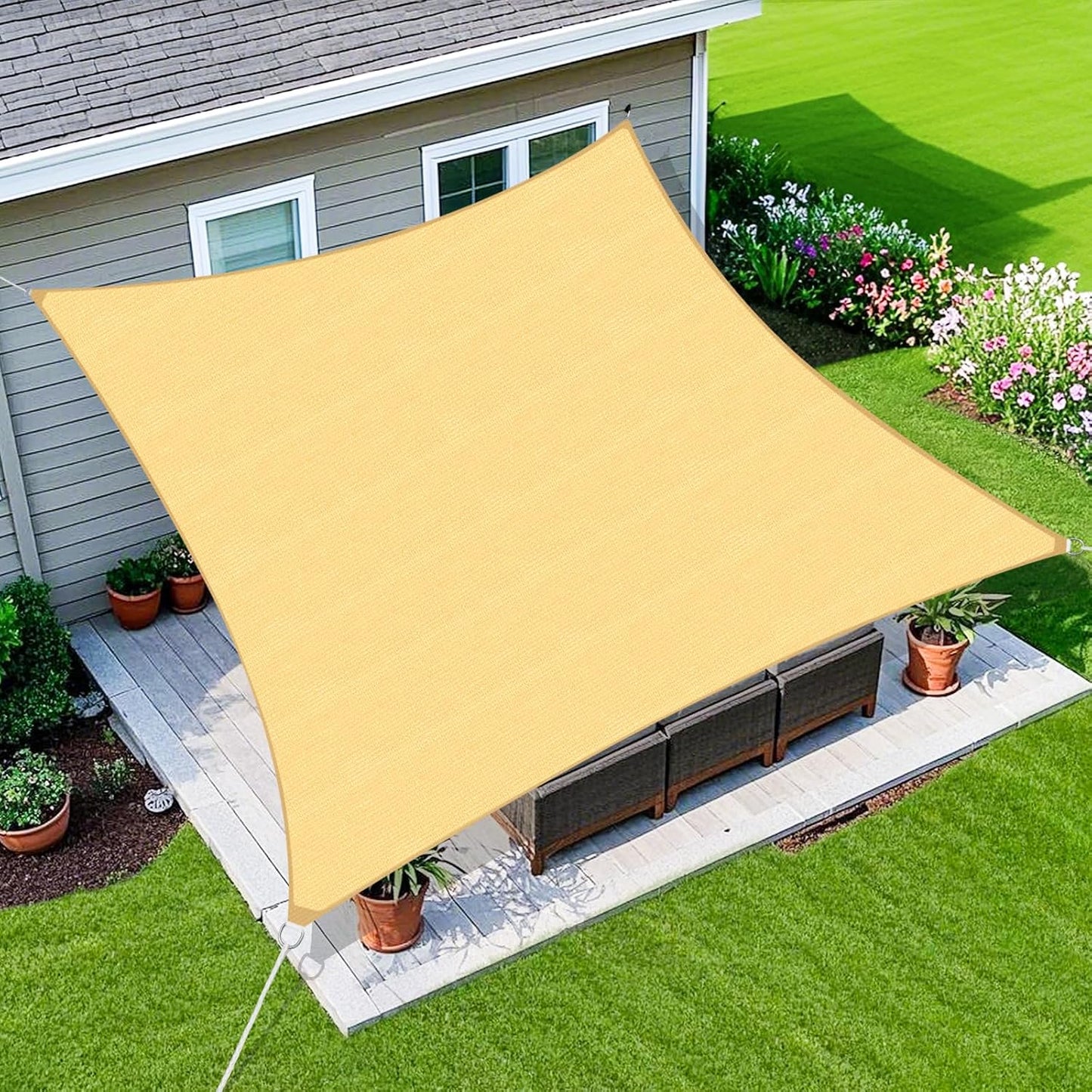 Toldo vela rectangular 12x16ft color arena patio jardín