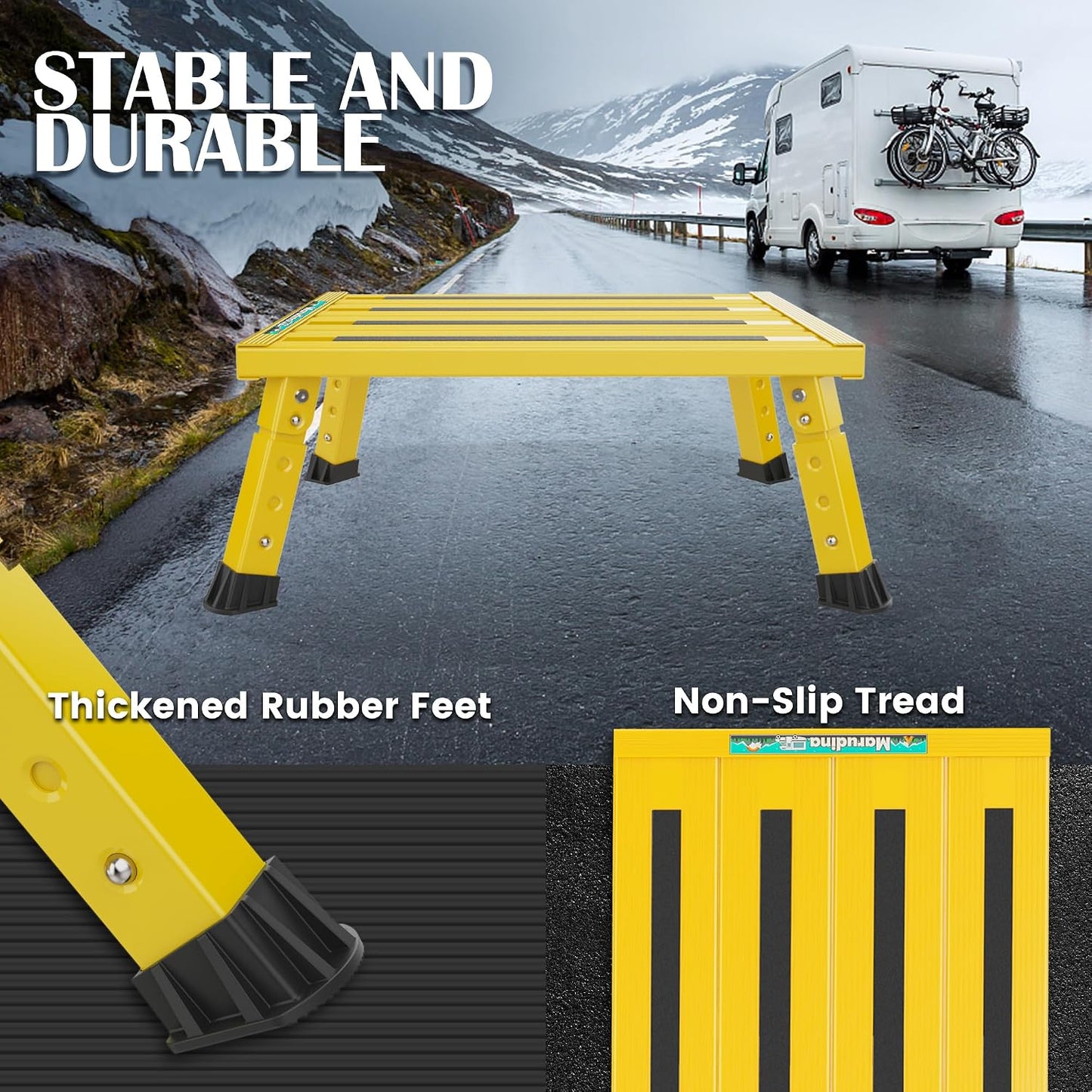Escalón plegable aluminio 3 niveles antiderrap caravana