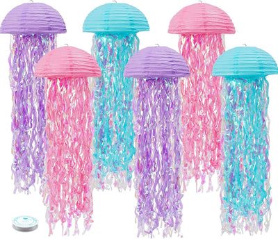 Linternas colgantes sirena rosa lavanda azul decoración baby shower