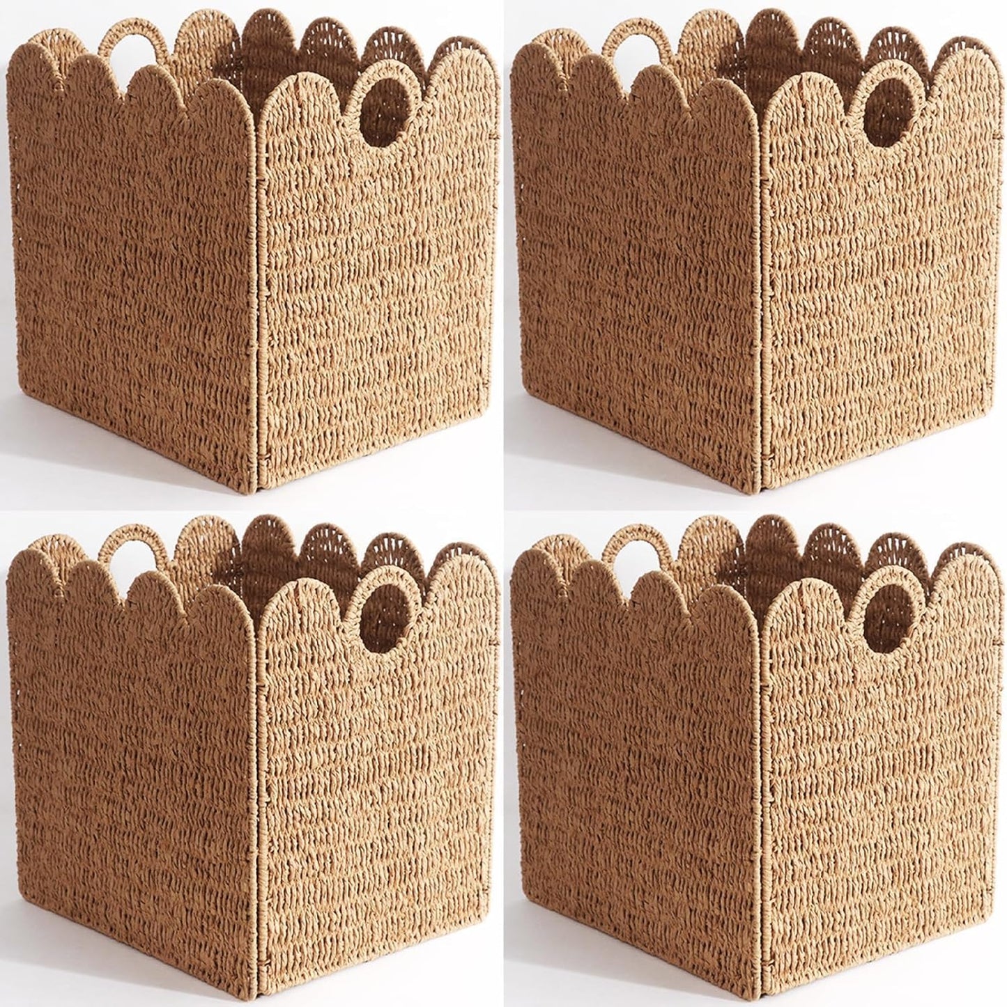 Cestas mimbre festoneado 12x12" cuadradas plegables