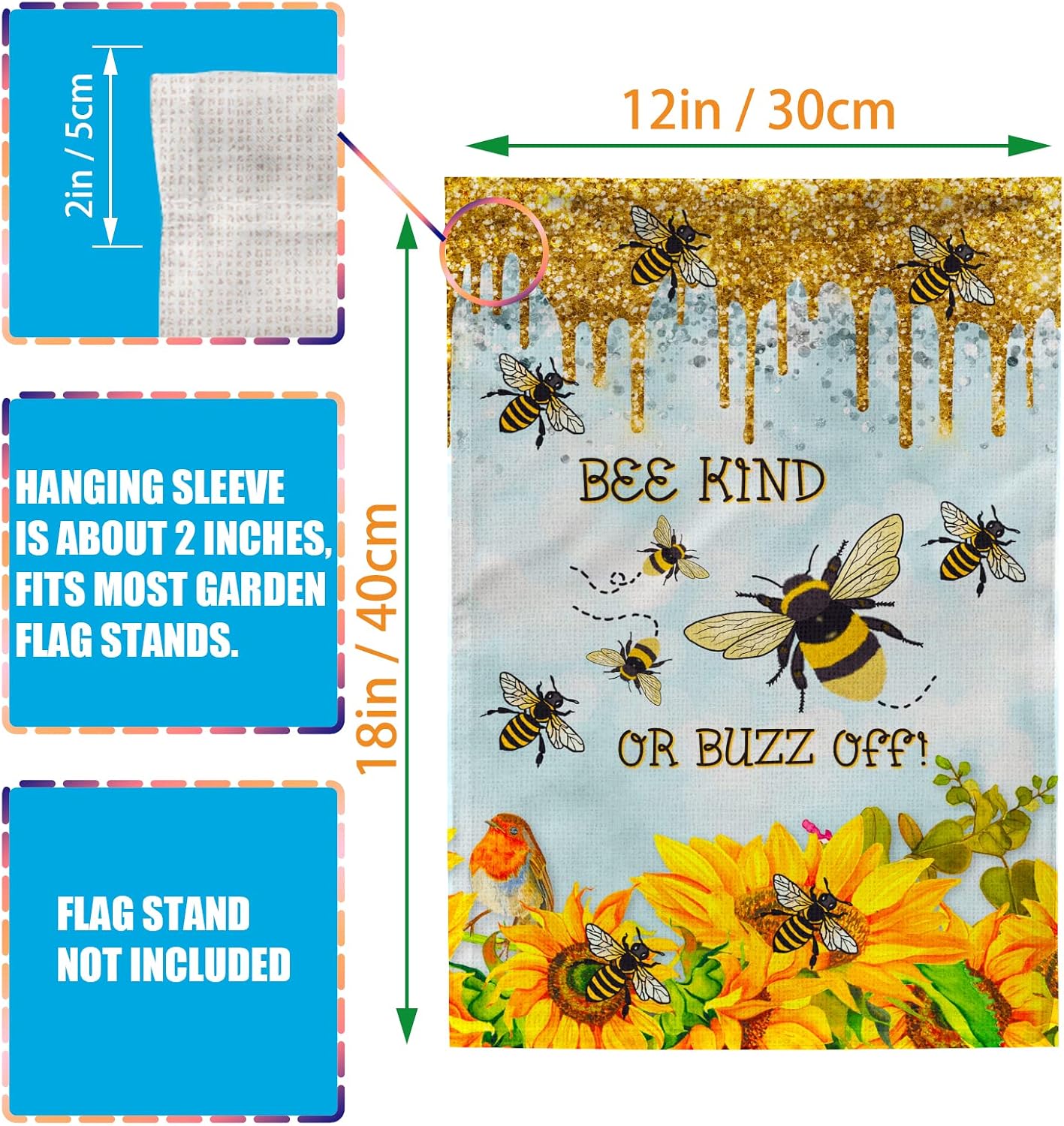 Bandera jardín con miel y girasol 12x18pulg