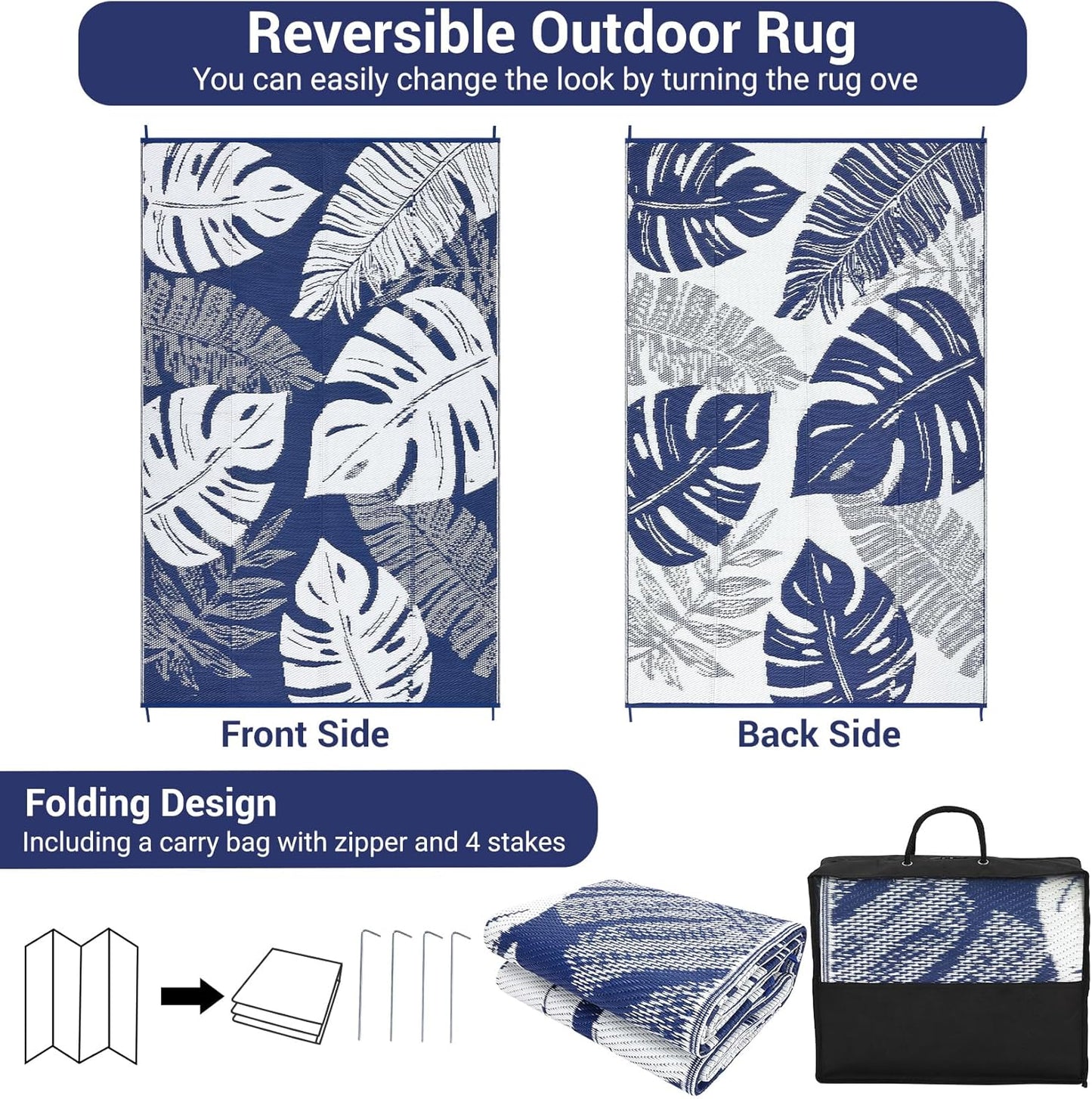 Alfombra plástico impermeable patio 8x10ft reversible UV