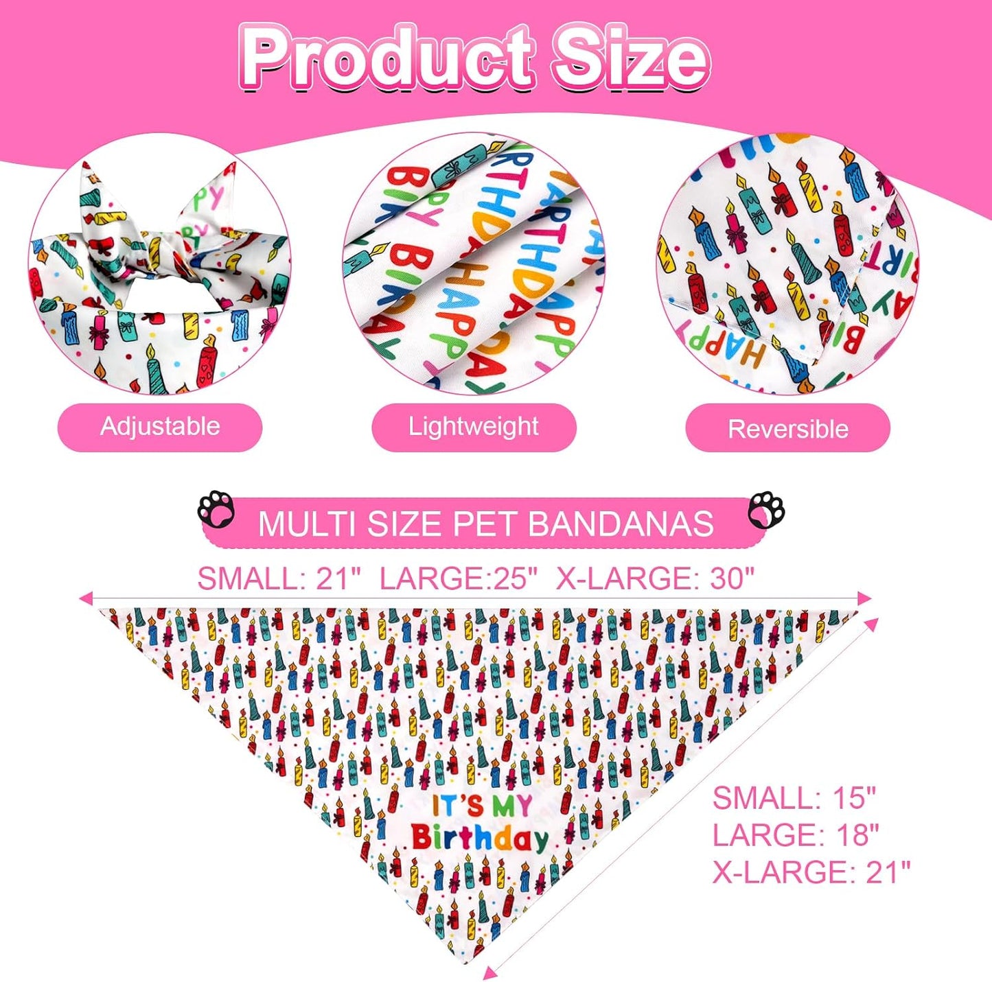 Bandana cumpleaños perro niño triangular reversible duradero