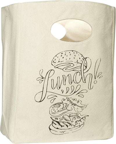 Bolsa almuerzo lona algodón orgánico reutiliz. unisex blanco