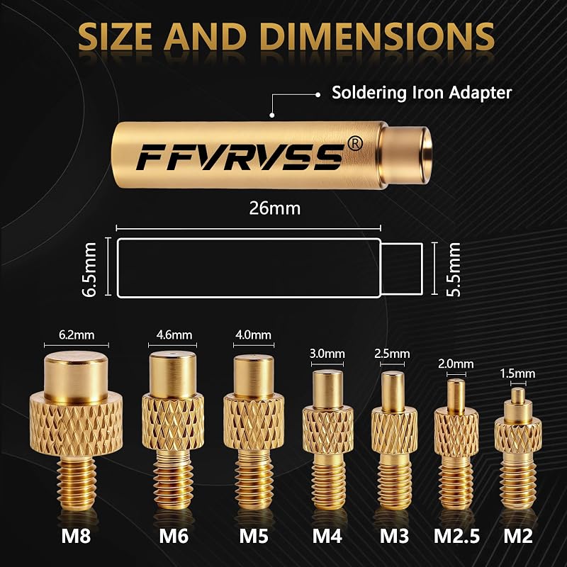 Kit 8x herramientas inserción calor M2-M8 para impresoras 3D