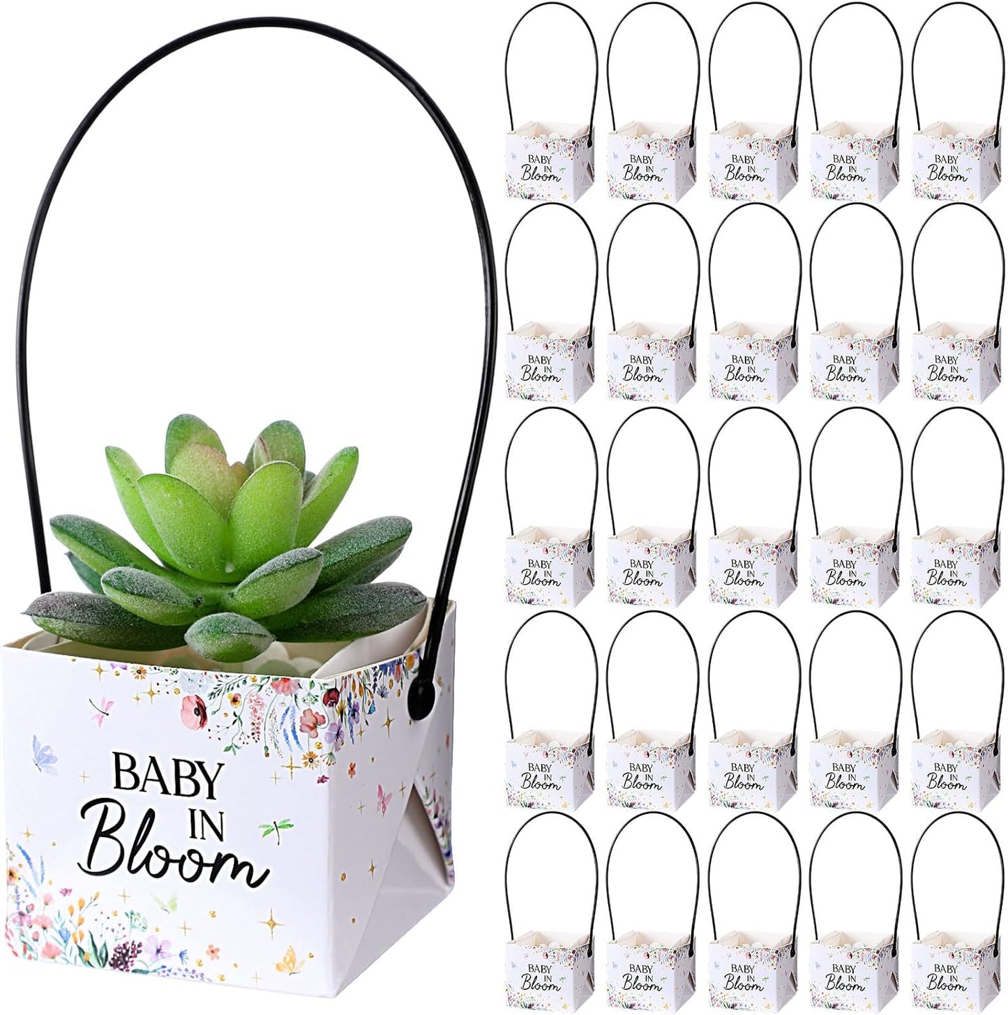 60 Pzas Bolsas Suculentas Baby Shower con Asas