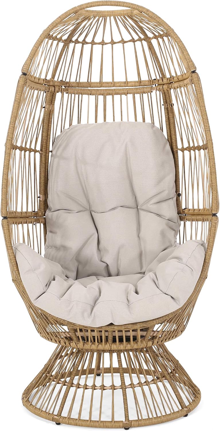 Silla giratoria mimbre con cojín