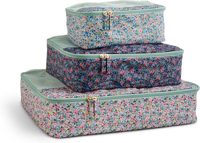 Set 3 cubos empaque rosa con bolsa lavandería viaje