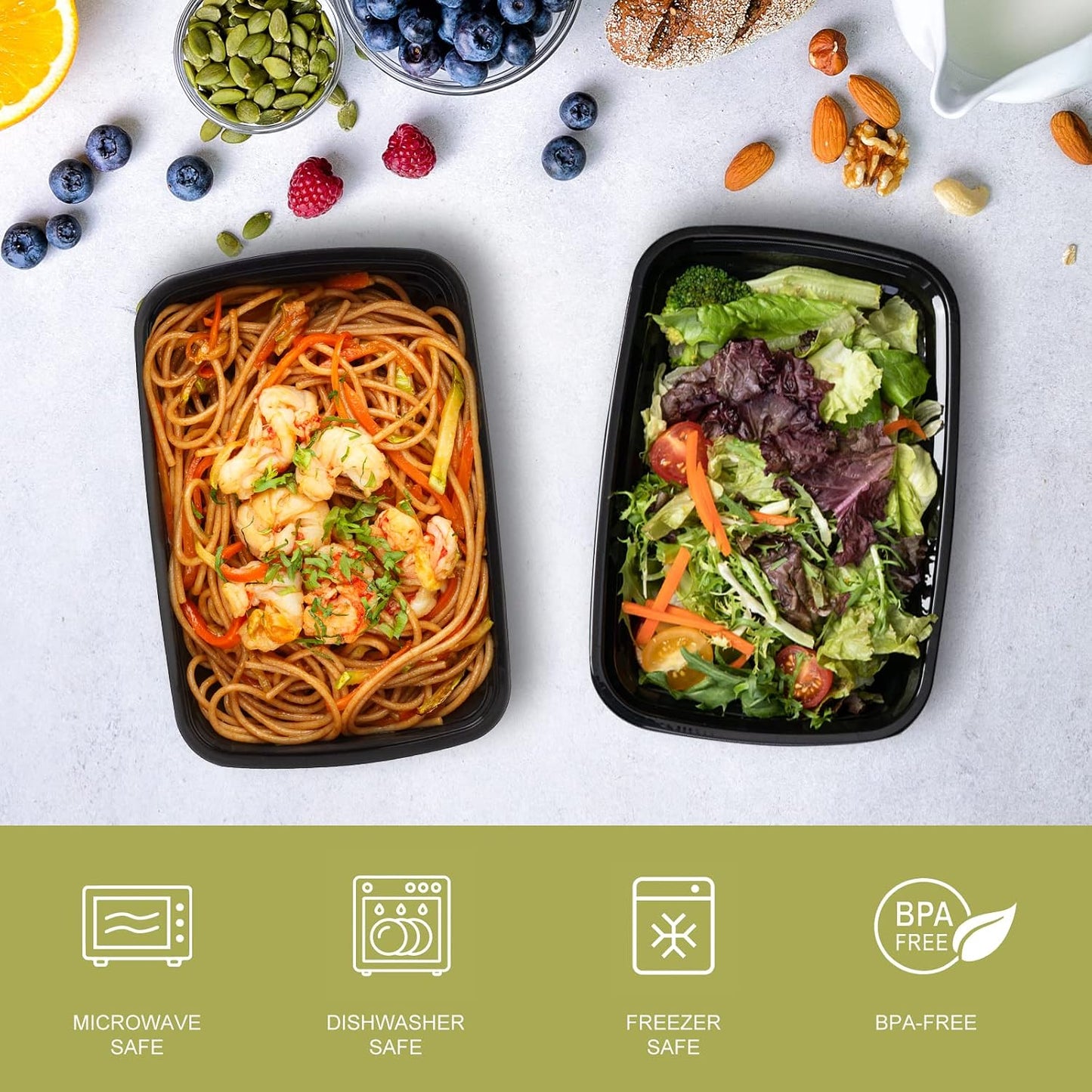 15 Pzas Recipientes Plástico 24oz para Preparar Alimentos